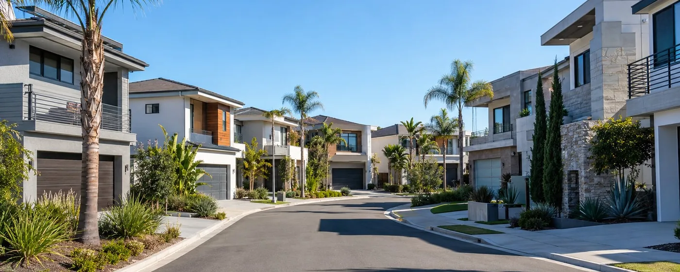 Buy a home in Irvine CA — get 1% cash back Irvine modern master-planned community with contemporary homes and palm-lined streets — Portfolio Home Realty buyer agent