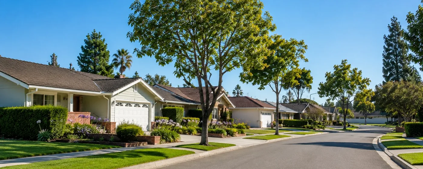 Buy a home in Tustin CA — get 1% cash back Tustin well-maintained Orange County residential neighborhood with ranch homes and manicured lawns — Portfolio Home Realty buyer agent